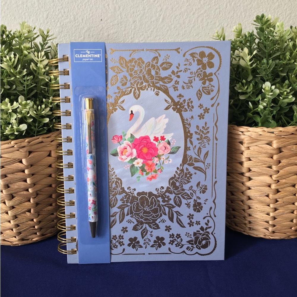 Clementine Spiral Notebook ~ Elegant Swan